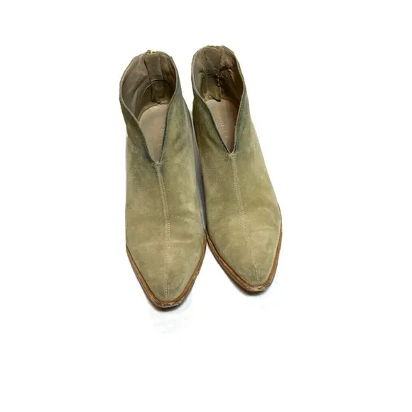 Vince Womens Havana Booties Suede Boots Size 7.5 Cashew Leather Notch Shoes