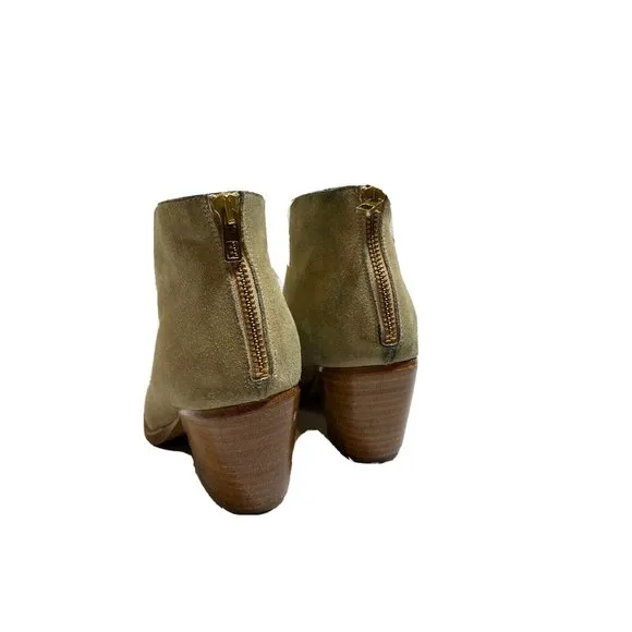 Vince Womens Havana Booties Suede Boots Size 7.5 Cashew Leather Notch Shoes