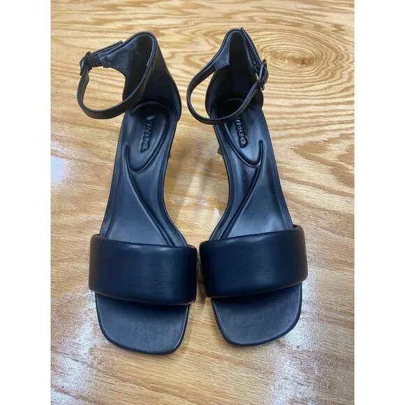 Vince Women's Prue Sandals Leather Low Heel Ankle Strap Sandal. S57