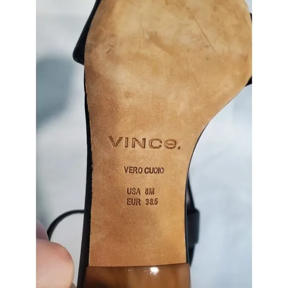 Vince Women's Prue Sandals Leather Low Heel Ankle Strap Sandal. S57