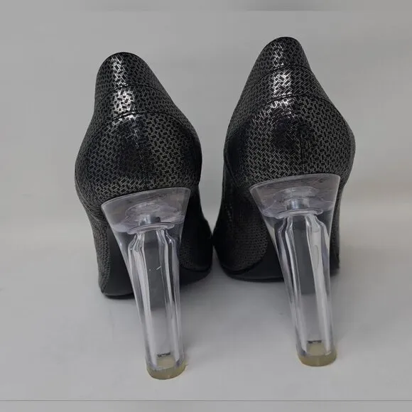 Vincent Bottesi Women's Pumps Clear Heels Silver French 41 EU Fits Like 9 US