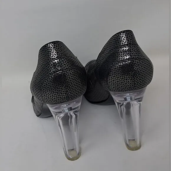 Vincent Bottesi Women's Pumps Clear Heels Silver French 41 EU Fits Like 9 US