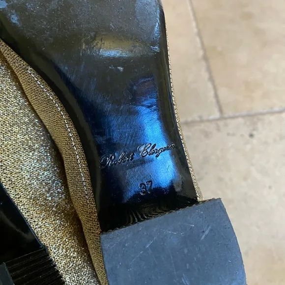 Vintage 1960s Robert Clergerie Gold Metallic Ankle Boots size 37 / 6.5