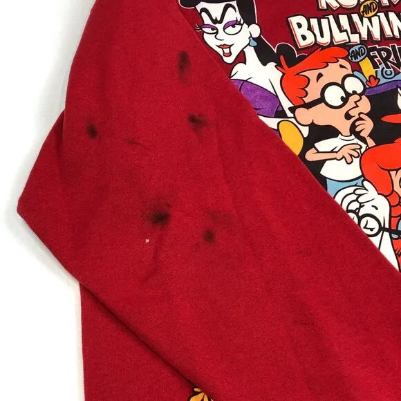 vintage 1993 rocky and bullwinkle tv promo crewneck sweater red Large L B25