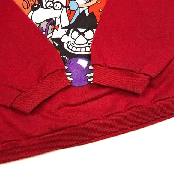 vintage 1993 rocky and bullwinkle tv promo crewneck sweater red Large L B25