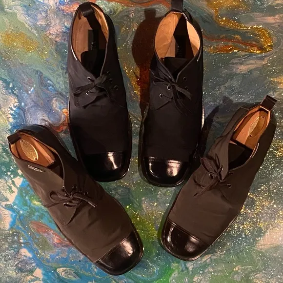 Vintage 2 lots NOUCHKA MADE IN ITALY Men's Black/BROWN Leather Shoes size 45