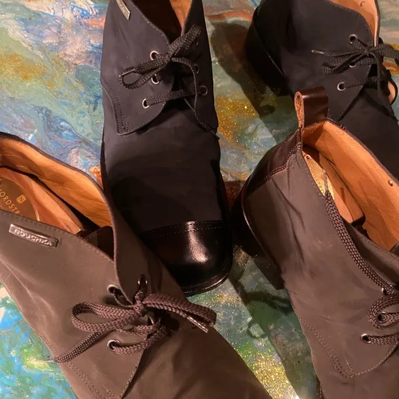 Vintage 2 lots NOUCHKA MADE IN ITALY Men's Black/BROWN Leather Shoes size 45