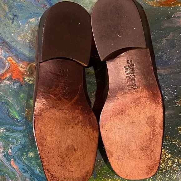 Vintage 2 lots NOUCHKA MADE IN ITALY Men's Black/BROWN Leather Shoes size 45