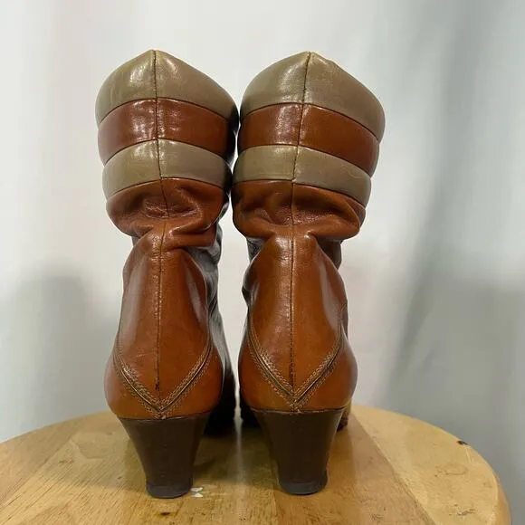 Vintage 70s Bally Heeled Puff Ankle Boots Size 5