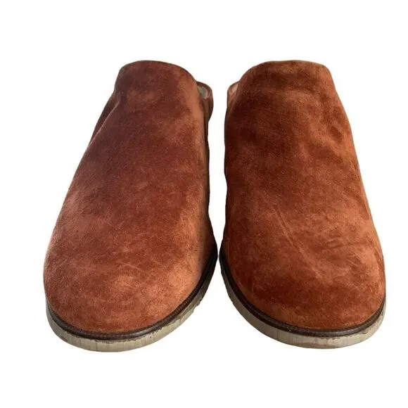 Vintage 70's Golo Suede Mules Heels Boho Size 9.5 Hippie Festival