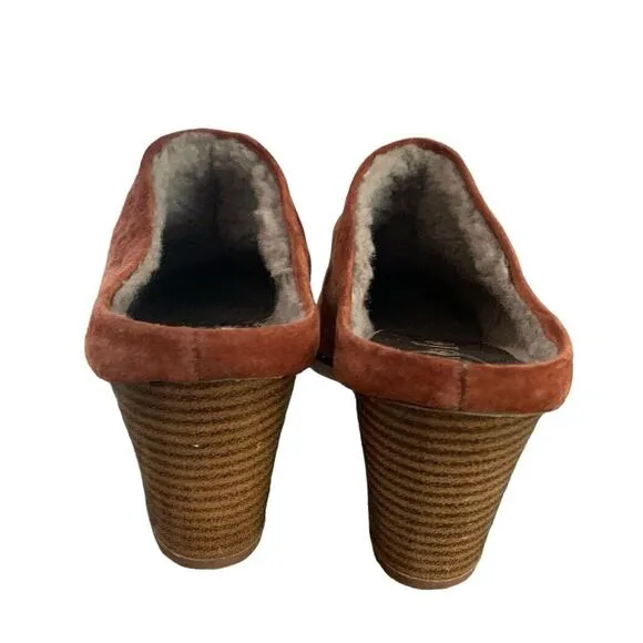 Vintage 70's Golo Suede Mules Heels Boho Size 9.5 Hippie Festival
