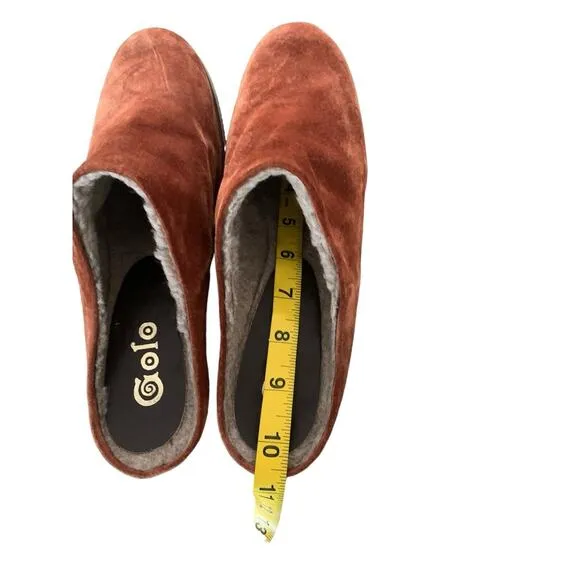 Vintage 70's Golo Suede Mules Heels Boho Size 9.5 Hippie Festival