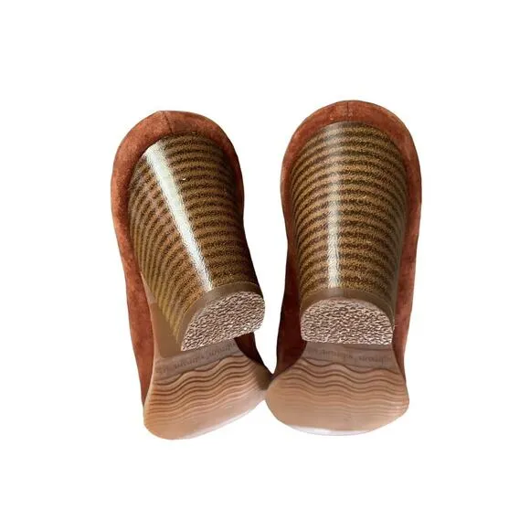 Vintage 70's Golo Suede Mules Heels Boho Size 9.5 Hippie Festival