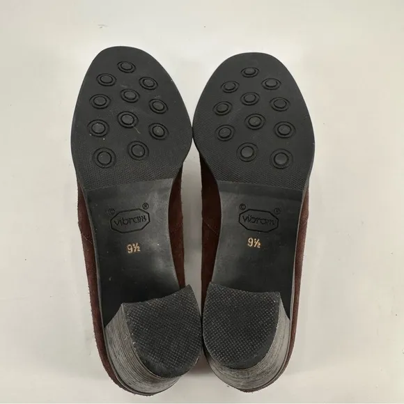 Vintage Aquatalia Brown Suede Heels Elegant Slip-On Shoes Size 9.5