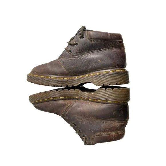 Vintage Dr. Martens 8057 Kids Brown Leather Lace Up Ankle Chukka Boots Size US 3