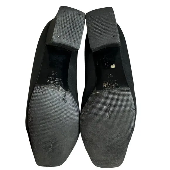 Vintage Fendi Scarpe Logo Shoes Pump Fabric Square Heel Black Size US 4 EU 35
