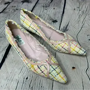 Vintage Galo Tweed Leather Kitten Heel Flats Women’s size 5.5