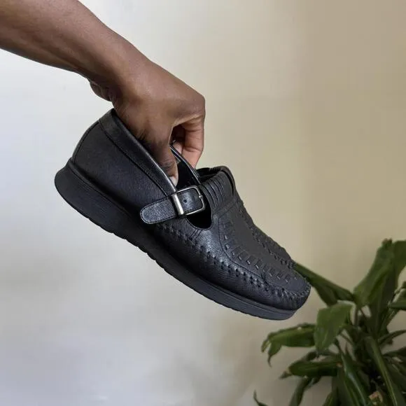 Vintage Judith Women grunge black loafer leather shoes size 6.5M