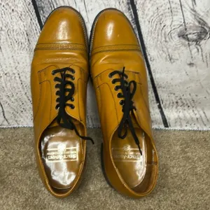 vintage men ochre color STACY ADAMS leather shoes, leather lace up shoes