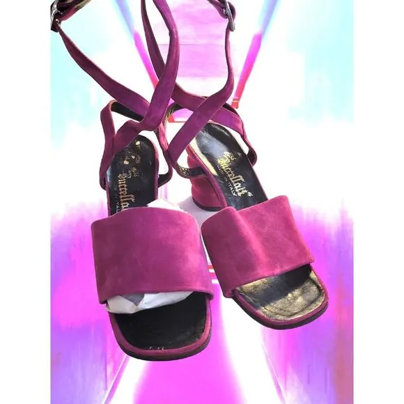 Vintage‎ Miss Buccellati 60s Purple Suede Strappy Heels 8 Italy