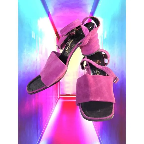 Vintage‎ Miss Buccellati 60s Purple Suede Strappy Heels 8 Italy