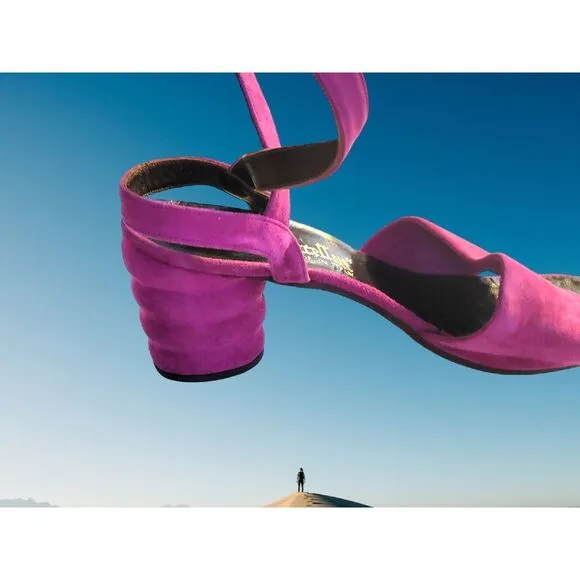 Vintage‎ Miss Buccellati 60s Purple Suede Strappy Heels 8 Italy