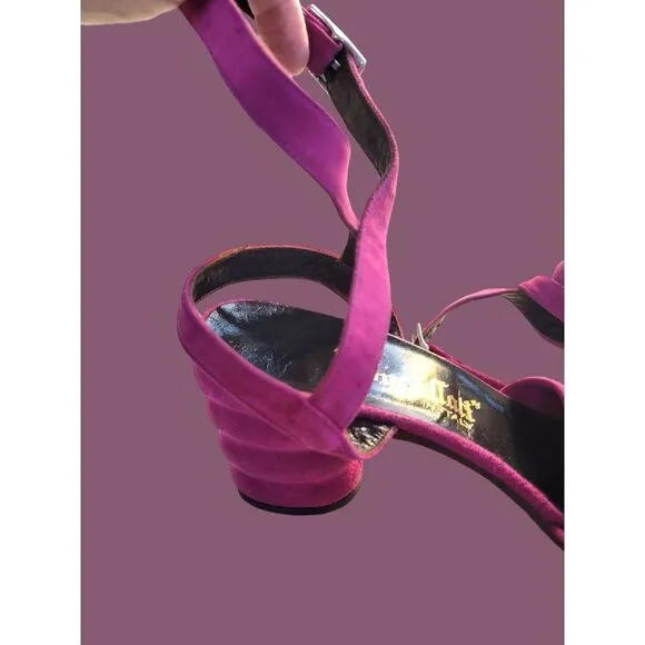 Vintage‎ Miss Buccellati 60s Purple Suede Strappy Heels 8 Italy