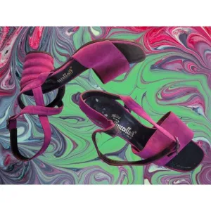 Vintage‎ Miss Buccellati 60s Purple Suede Strappy Heels 8 Italy