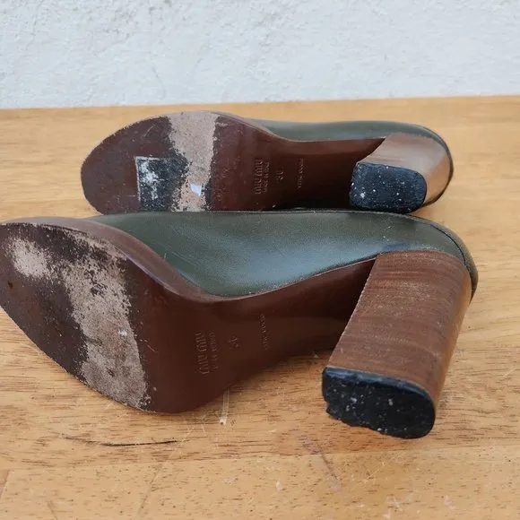 Vintage MIU MIU Y2K Ankle Mule Boots Green