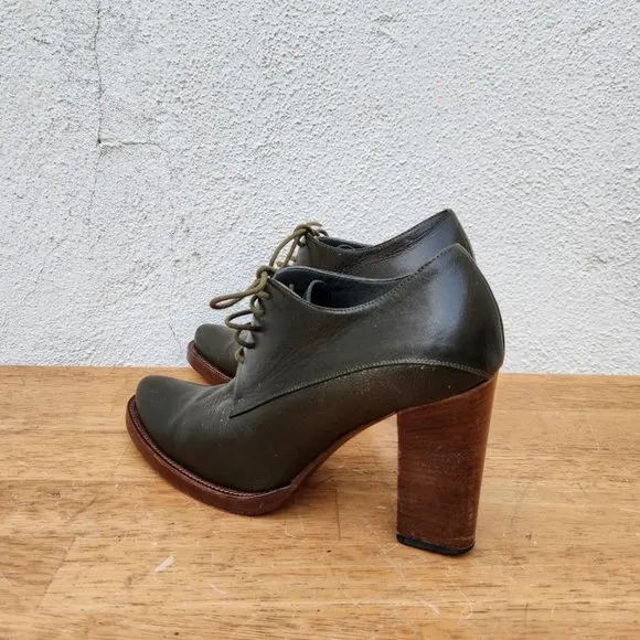 Vintage MIU MIU Y2K Ankle Mule Boots Green