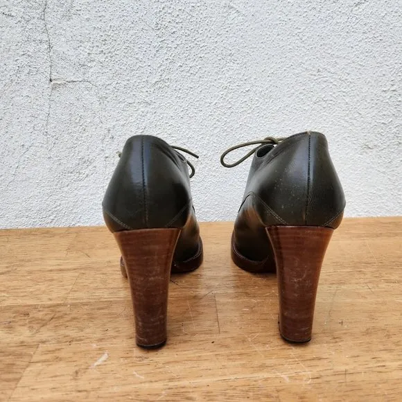 Vintage MIU MIU Y2K Ankle Mule Boots Green