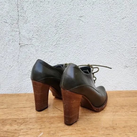 Vintage MIU MIU Y2K Ankle Mule Boots Green