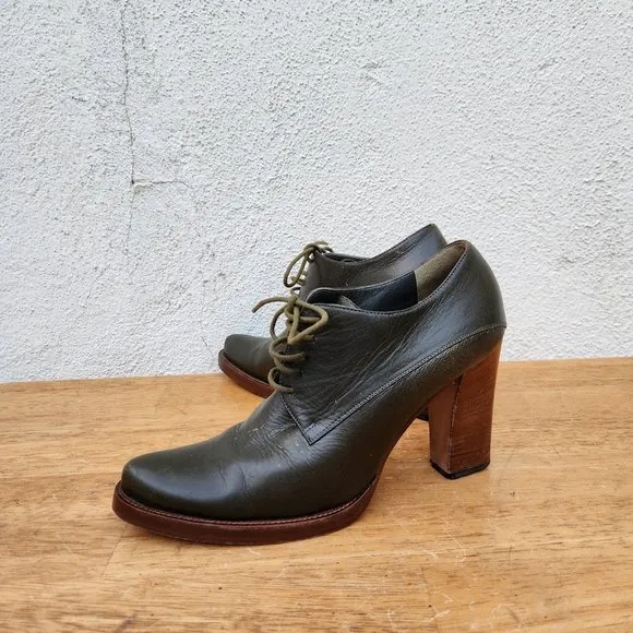 Vintage MIU MIU Y2K Ankle Mule Boots Green