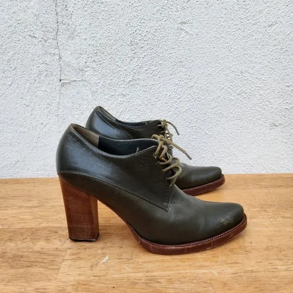 Vintage MIU MIU Y2K Ankle Mule Boots Green