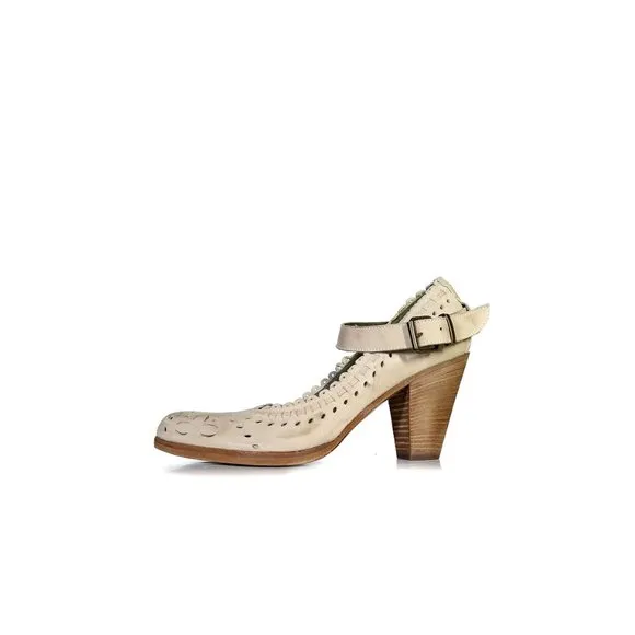 Vintage MOMA Italian Shoes 39 Beige Maryjane Pumps Womens Size 9