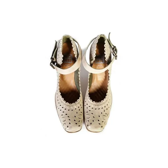 Vintage MOMA Italian Shoes 39 Beige Maryjane Pumps Womens Size 9