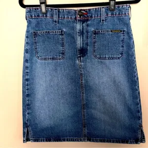 Vintage Polo Jeans Co Ralph Lauren Jean Patch Pocket  Knee Skirt Sz 6