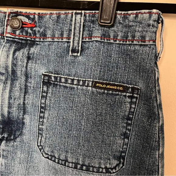 Vintage Polo Jeans Co Ralph Lauren Jean Patch Pocket  Knee Skirt Sz 6