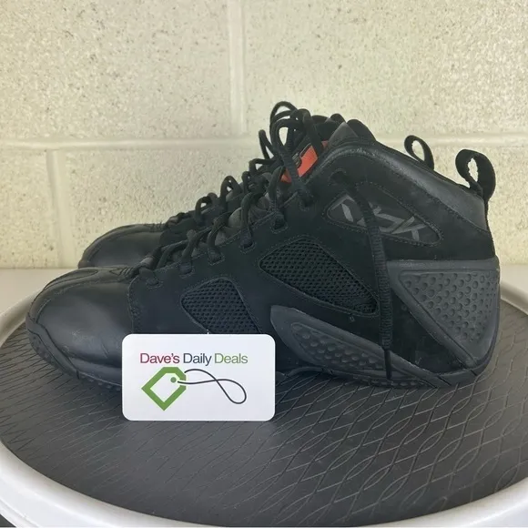 Vintage Reebok Pump Men's Black Leather Basketball Shoes Size 12