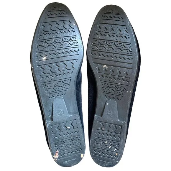 𝅺VINTAGE Tinsel Toes Black Velvet Poinsettia Embroidered Flats 8.5