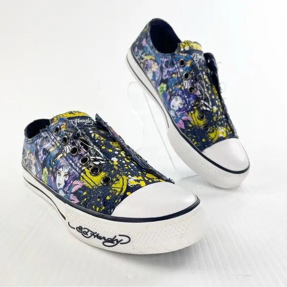 Vintage Y2K Ed Hardy Slip On Graffiti Tattoo Fashion Sneakers Shoes
