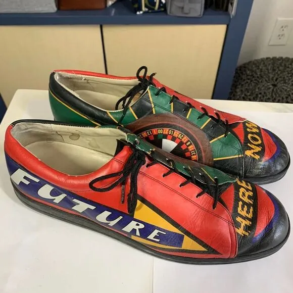 Vintage retro genuine leather roulette casino gamble shoes sz 11 mens