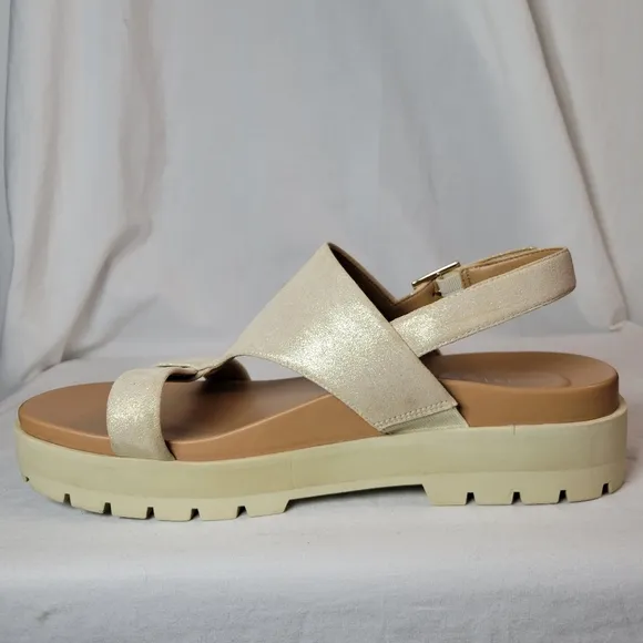 Vionic Alondra Lug Platform Sandals Pink Metallic Leather Size 10