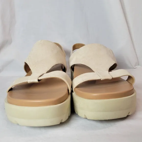 Vionic Alondra Lug Platform Sandals Pink Metallic Leather Size 10