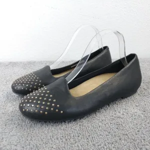 Vionic Bondi Womens Size 9.5 Shoes Gold Studded Leather Slip On Flats Black