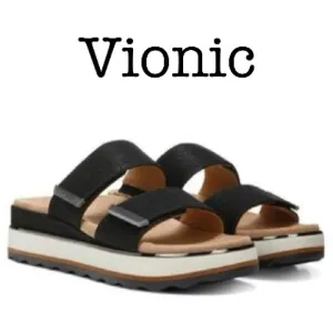 Vionic Brandie Black Platform Sandals Size 10