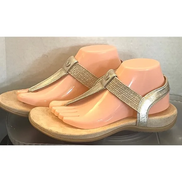 Vionic BREA TOE POST SLINGBACK SANDAL Women's Gold Size 8.5
