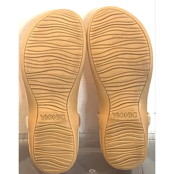 Vionic BREA TOE POST SLINGBACK SANDAL Women's Gold Size 8.5