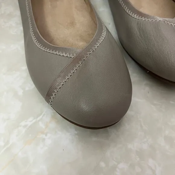 Vionic Caroll Taupe Grey Leather Ballet Flats Womens Sz 11 US