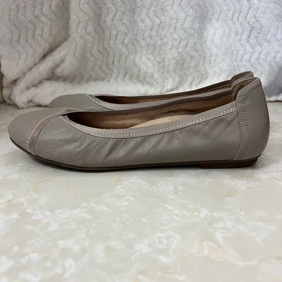 Vionic Caroll Taupe Grey Leather Ballet Flats Womens Sz 11 US